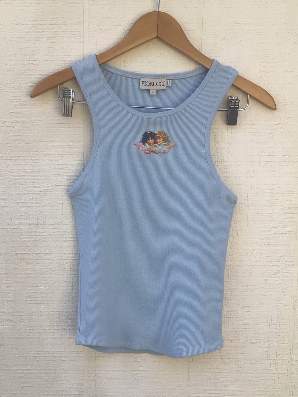 Fiorucci angels tank ribbed light blue